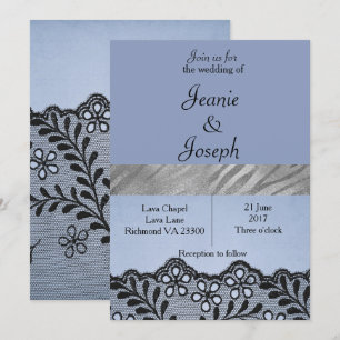 Invitación a la boda de cascos de color azul y pla