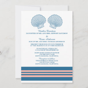 Invitación a la boda de cascos náuticos de coral a