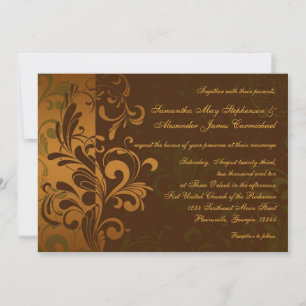 Invitación a la boda de castaño marrón/oro/marea n