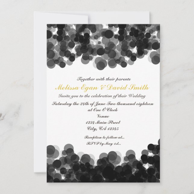 Invitación a la boda de caviar negro y blanco (Anverso)