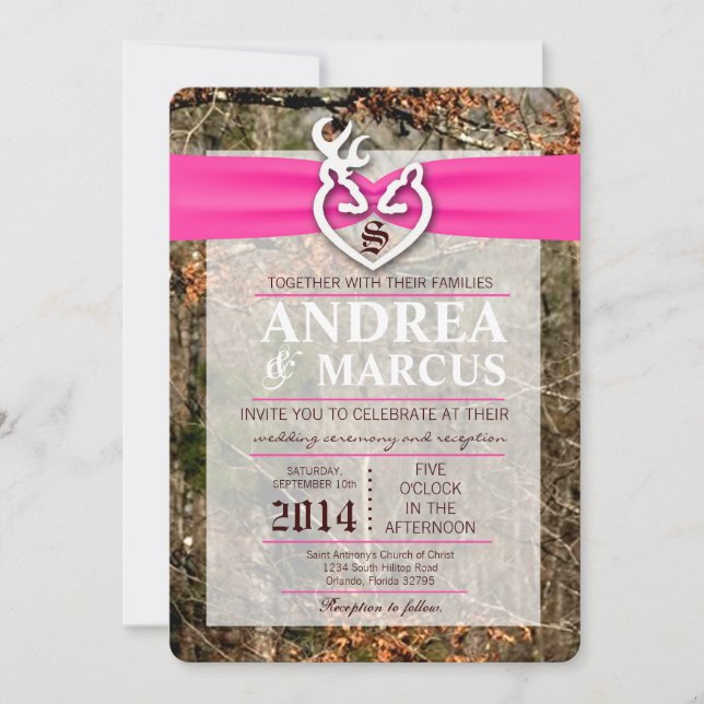 Invitación a la boda de Caza de Deer Doe Buck Camo (Anverso)