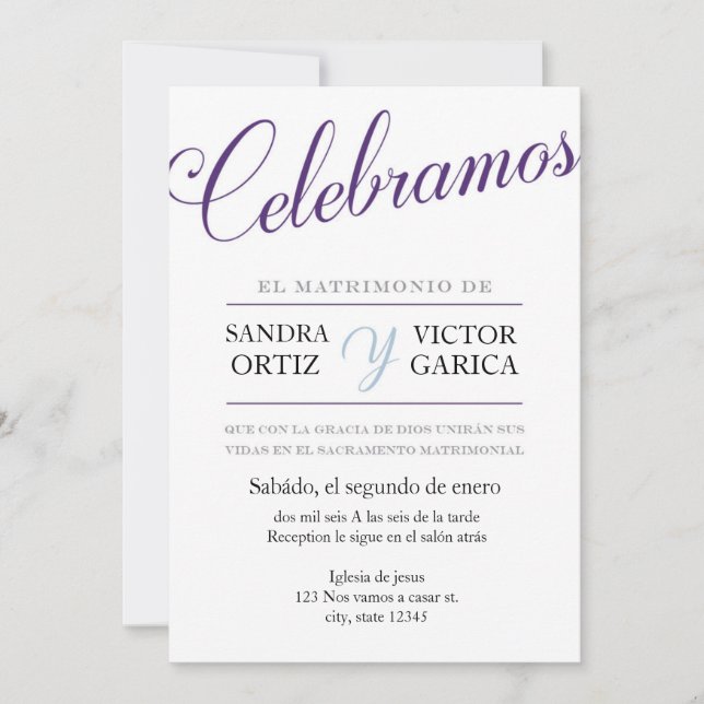 Invitación a la boda de Celebramos (Anverso)