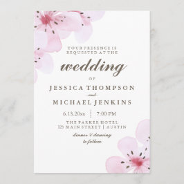 Invitación a la boda de cerezos con coloración de 