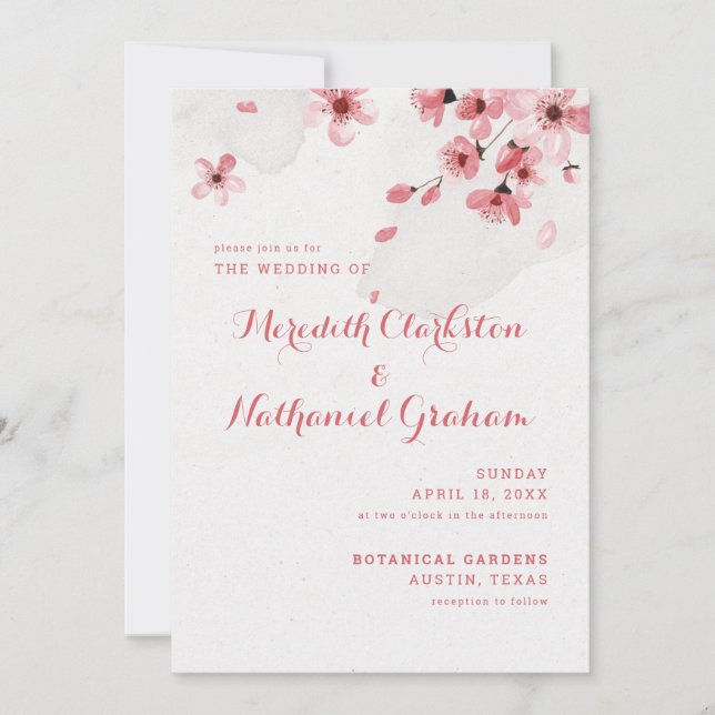 Invitación a la boda de cerezos en flor (Anverso)