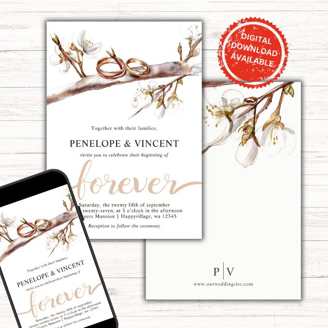 Invitación a la boda de cerezos en flor (Subido por el creador)