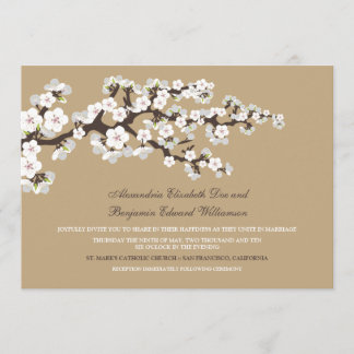 Invitación a la boda de cerezos en flor (champán)