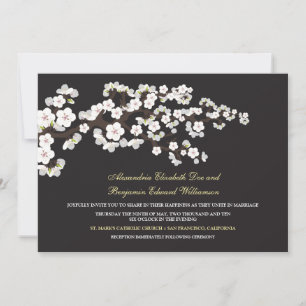 Invitación a la boda de cerezos en flor (ébano)