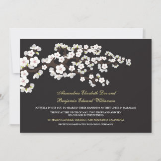 Invitación a la boda de cerezos en flor (ébano)