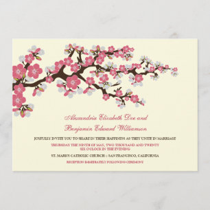 Invitación a la boda de cerezos en flor (rosa rosa