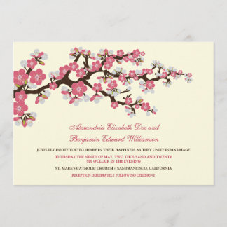 Invitación a la boda de cerezos en flor (rosa rosa