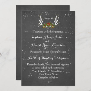 Invitación a la boda de Chalkboard Antlers