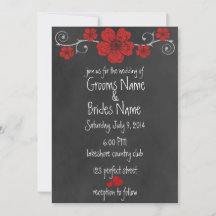 Invitación a la boda de Chalkboard con rosas rojas