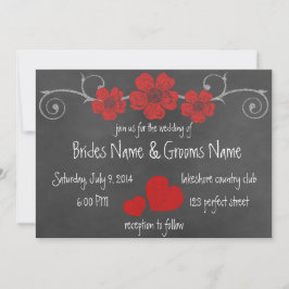 Invitación a la boda de Chalkboard con rosas rojas