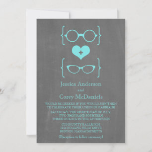 Invitación a la Boda de Chalkboard de Aqua Geeky G