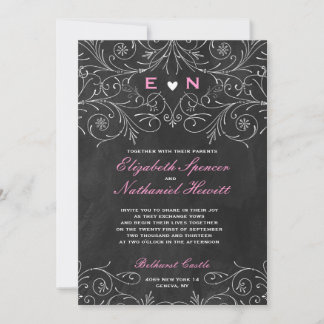 Invitación a la boda de Chalkboard de las Iniciale