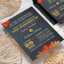 Invitación a la boda de Chalkboard en otoño