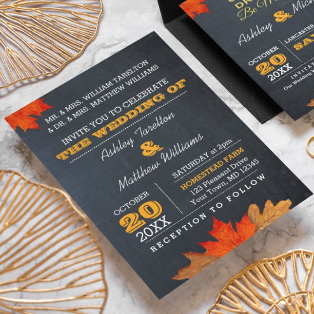 Invitación a la boda de Chalkboard en otoño (Subido por el creador)