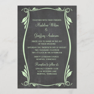 Invitación a la boda de Chalkboard Flourish Green