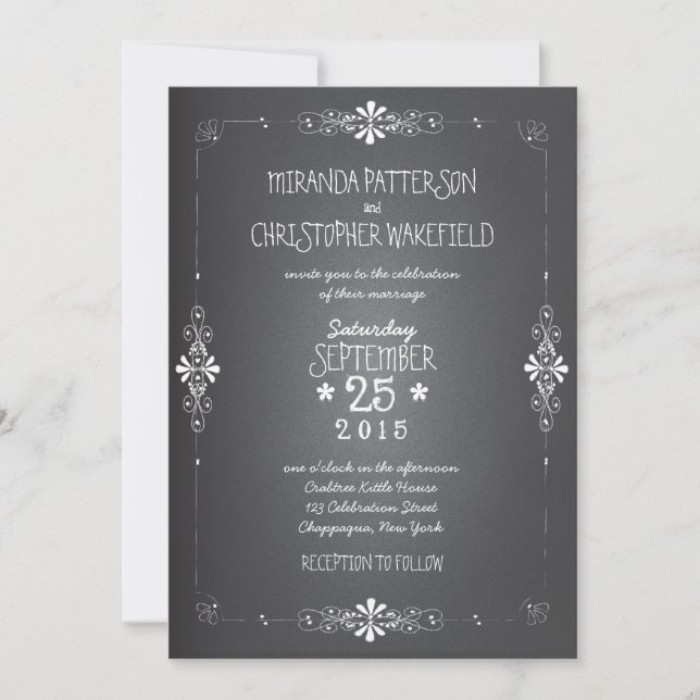 Invitación a la boda de Chalkboard Mason Jar (Anverso)