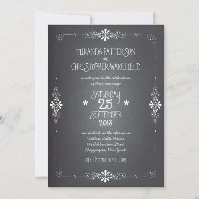 Invitación a la boda de Chalkboard Mason Jar (Anverso)