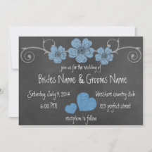 Invitación a la boda de Chalkboard para Rosas azul
