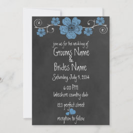 Invitación a la boda de Chalkboard para Rosas azul