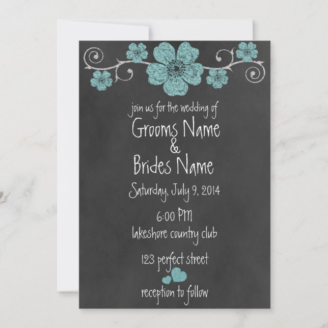 Invitación a la boda de Chalkboard para Rosas Verd (Anverso)