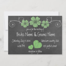 Invitación a la boda de Chalkboard para Rosas verd