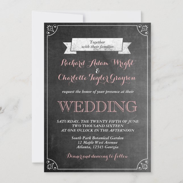 Invitación a la boda de Chalkboard Vintage (Anverso)