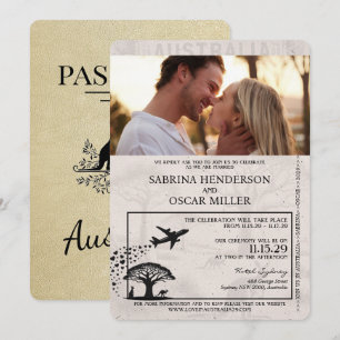 Invitación a la boda de Champagne Australia Passpo