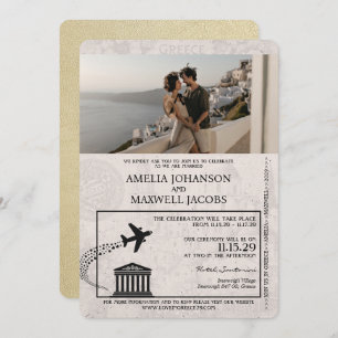 Invitación a la boda de Champagne Greece Passport