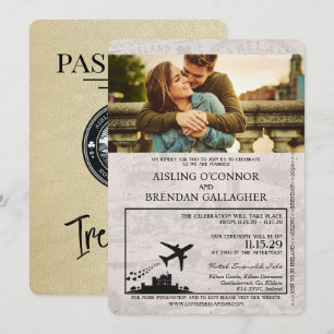 Invitación a la boda de Champagne Ireland Passport