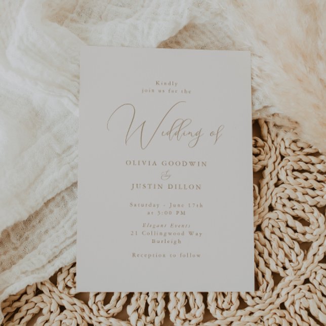Invitación a la boda de Champagne y Gold Script (Subido por el creador)