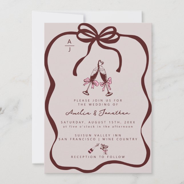 Invitación a la boda de champán (Anverso)