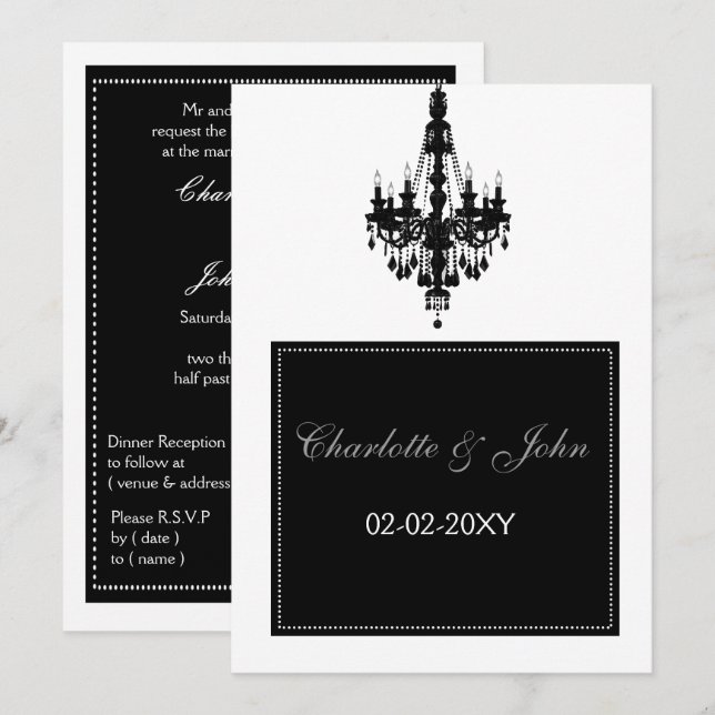 Invitación a la boda de Chandelier (Anverso / Reverso)