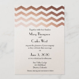 Invitación a la boda de Chevron con Rosa de oro bi