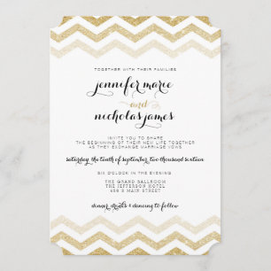 Invitación a la boda de Chevron, glamour y Purpuri