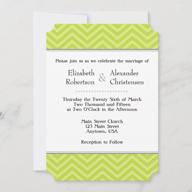 Invitación a la boda de Chevron Green Lime (Anverso)