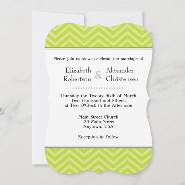 Invitación a la boda de Chevron Green Lime (Anverso)