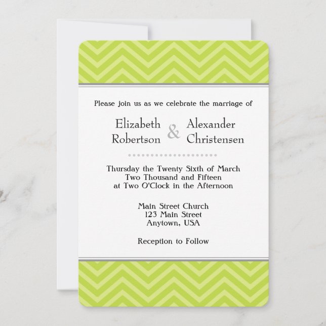 Invitación a la boda de Chevron Green Lime (Anverso)