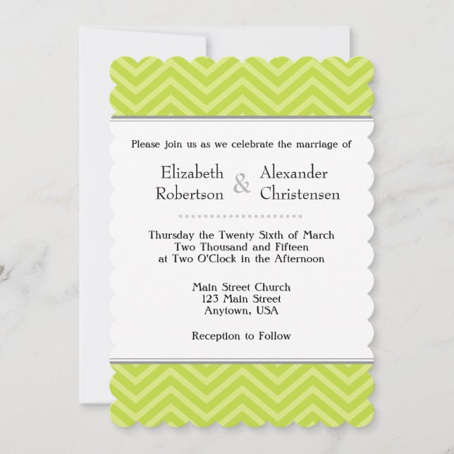 Invitación a la boda de Chevron Green Lime (Anverso)