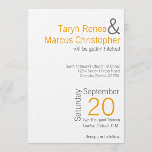 Invitación a la boda de Chevron Gris Mostaza Moder