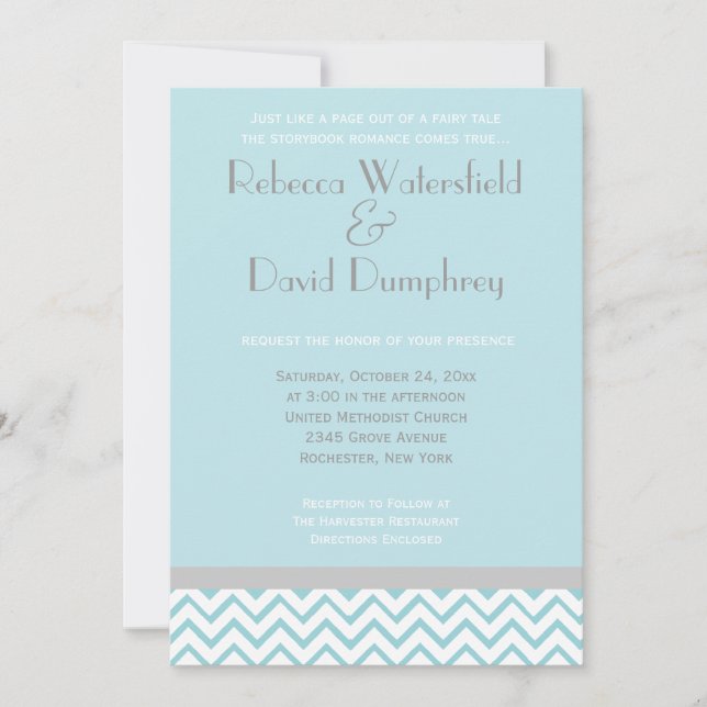 Invitación a la boda de Chevron Moderno Plateado y (Anverso)