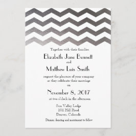 Invitación a la boda de Chevron plateado bilingüe