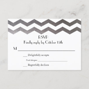 Invitación a la boda de Chevron plateado bilingüe 