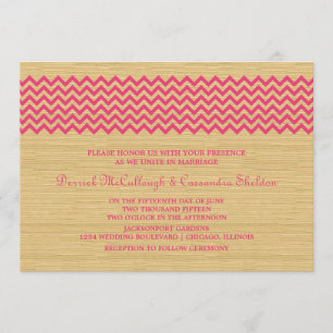 Invitación a la boda de Chevron Rústico Rosa