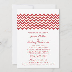 Invitación a la boda de Chevron Sencillo Rojo