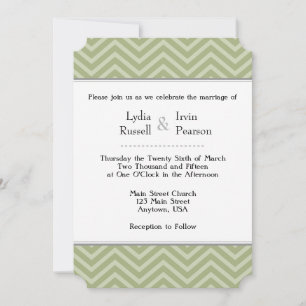 Invitación a la boda de Chevron verde de oliva sag