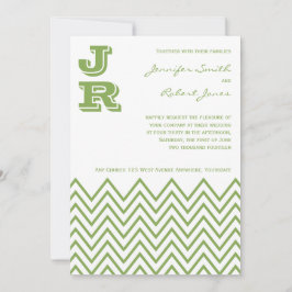 Invitación a la boda de Chevron verde moderno