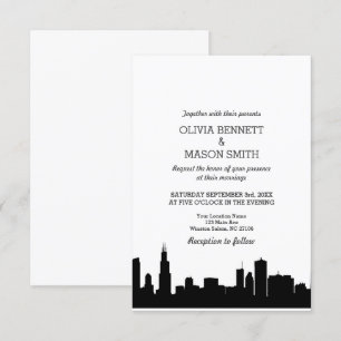 Invitación a la boda de Chicago Il Skyline Citysca